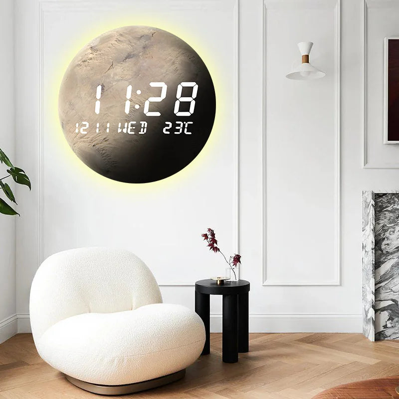 Horloge Mural LED Digitale Mars Calendrier Température