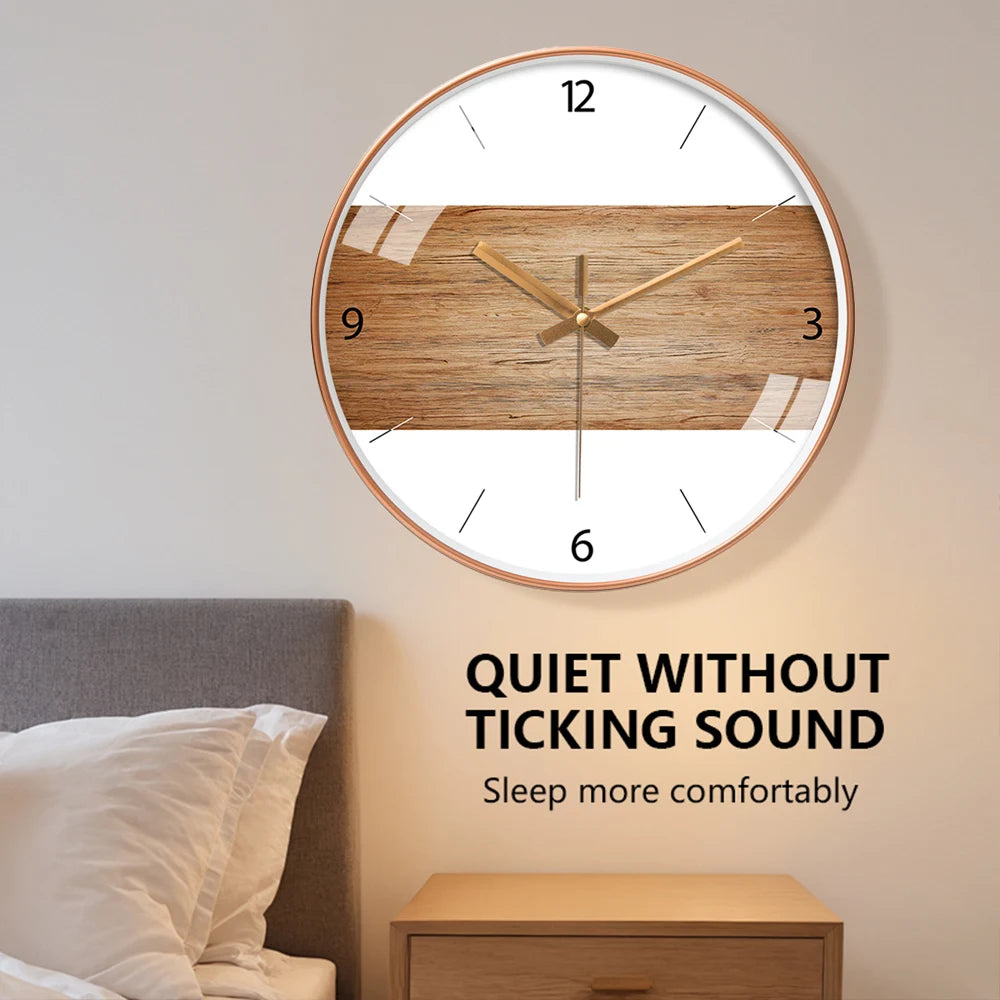 Horloge Mural Vintage Effet Bois Grainé Coin Silencieuse