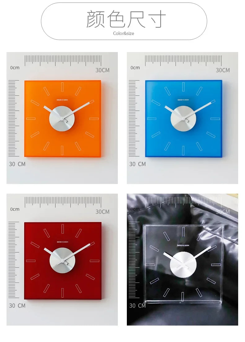 Horloge Murale Transparente Acrylique Bleu Klein Moderne