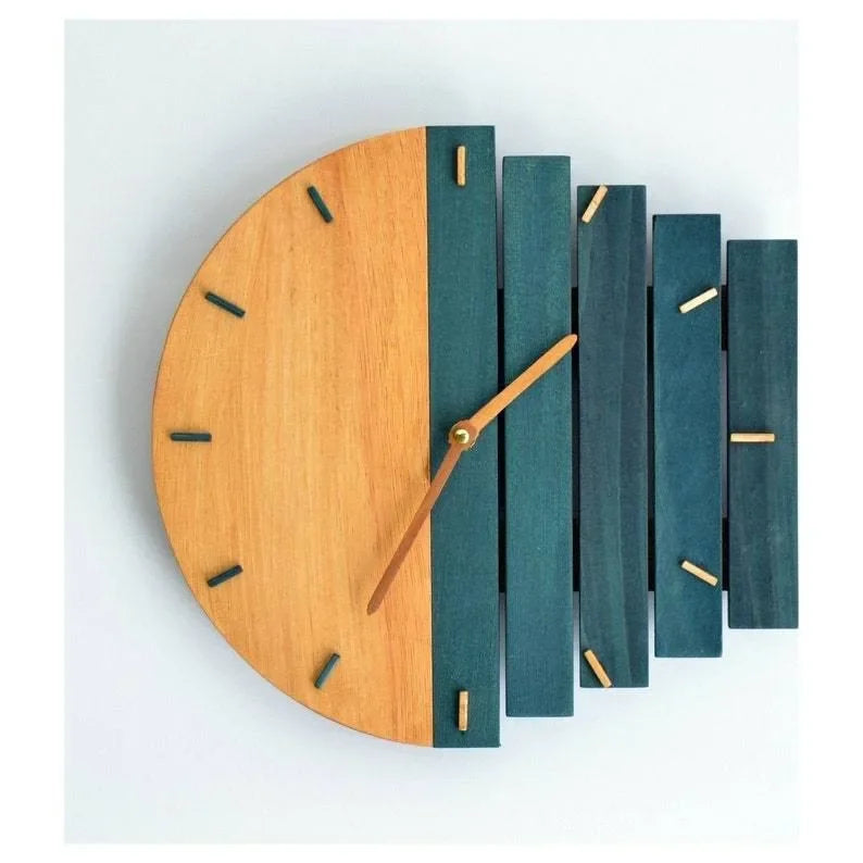 Horloge Murale Industrielle Abstraite Bois Grande Design
