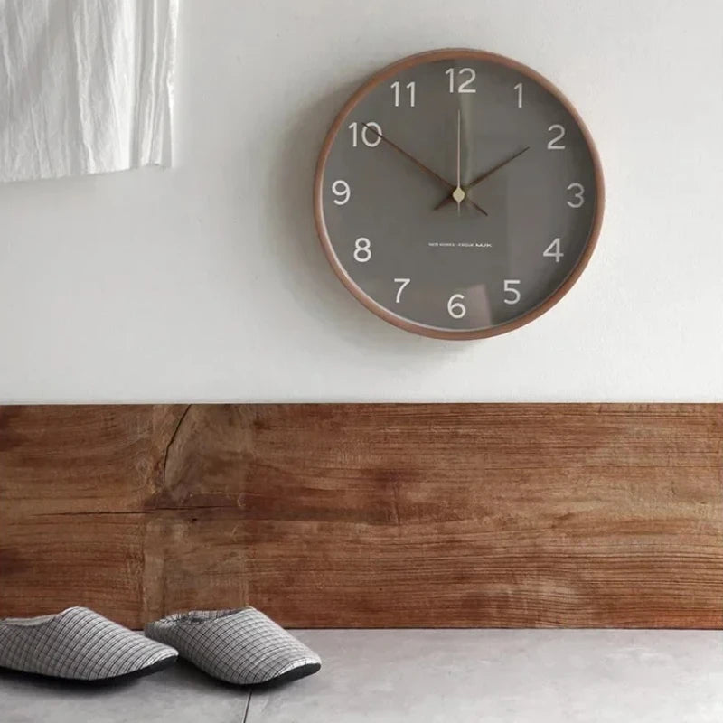 Horloge Murale Nordique Luxe Bois Verre Design Salon