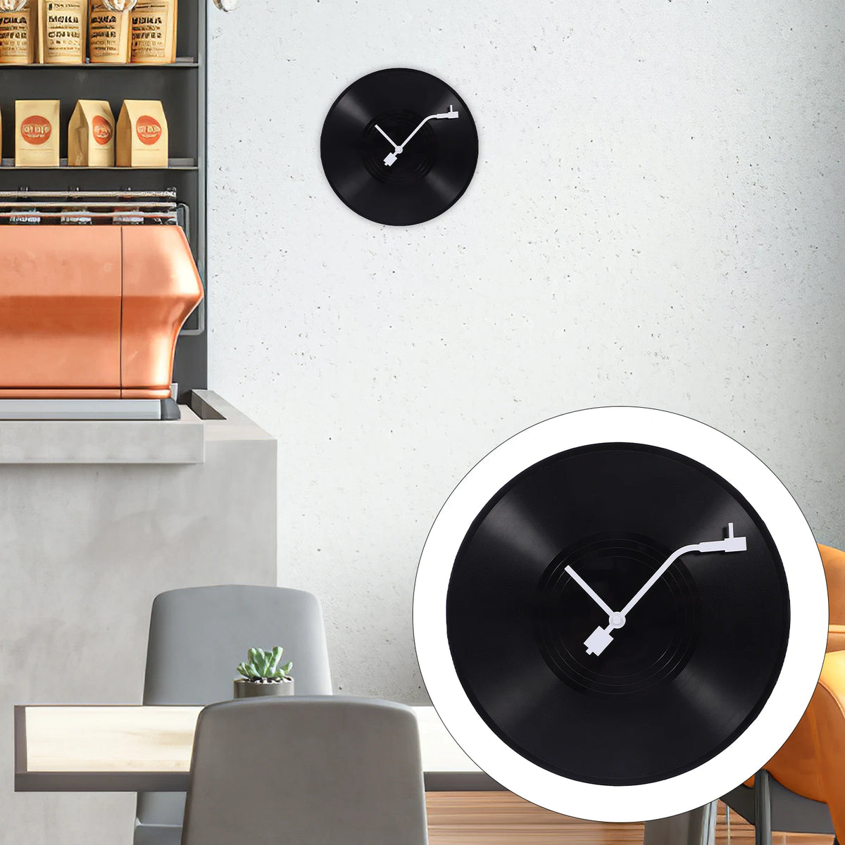 Horloge Murale Disque Vinyle Rétro Décorative Salon Chambre