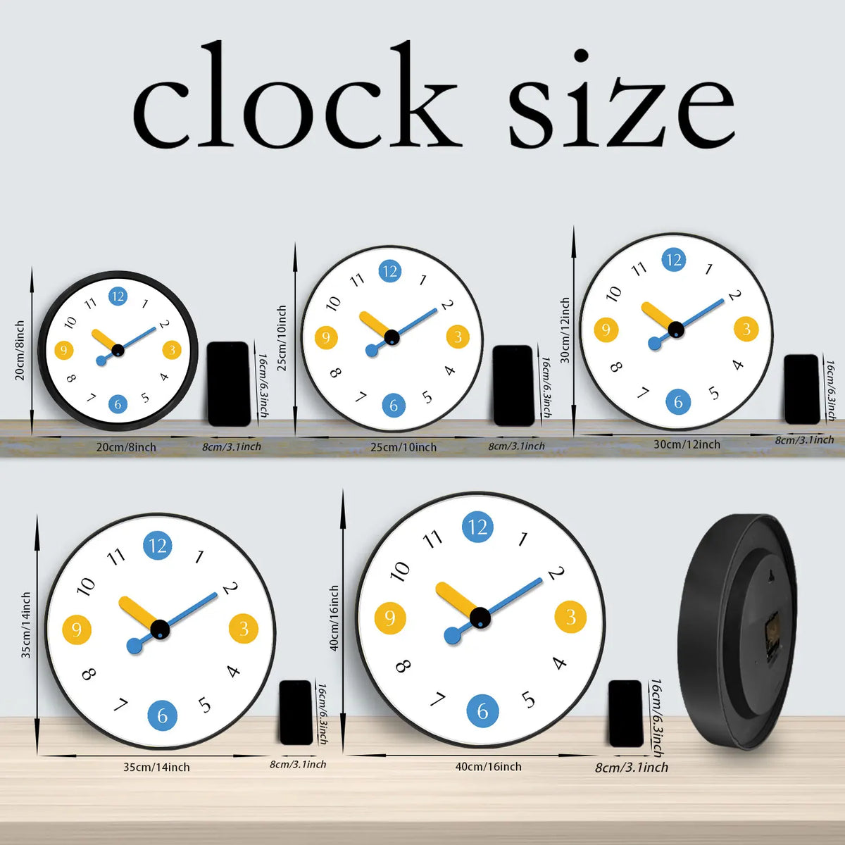 Horloge Murale Silencieuse Colorée Simple Mignonne Ronde.