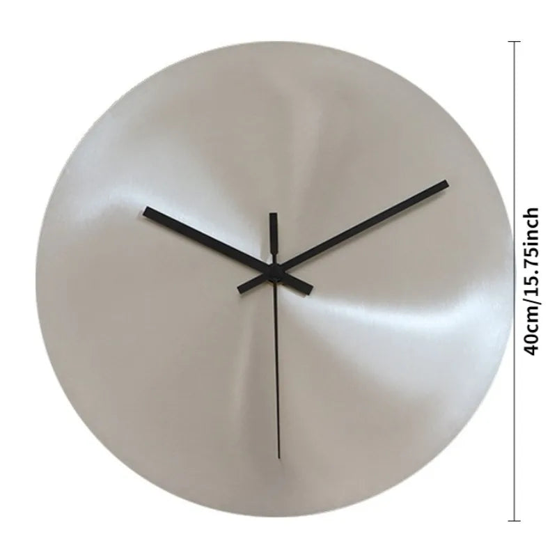 Horloge Mural Ronde Silencieuse Sans Chiffres Inox Moderne