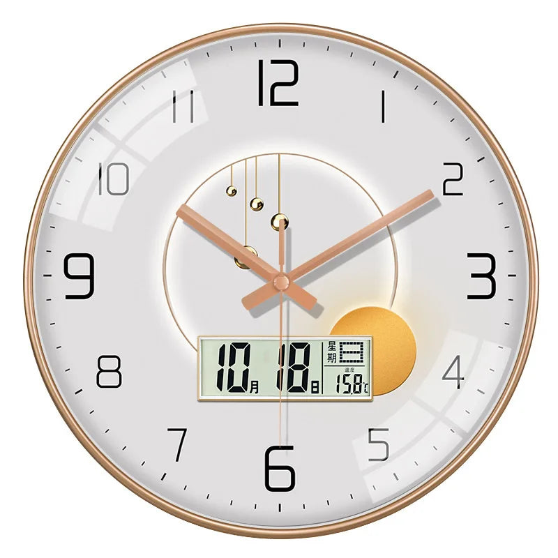 Horloge Murale Luxe Design Date Semaine Quartz