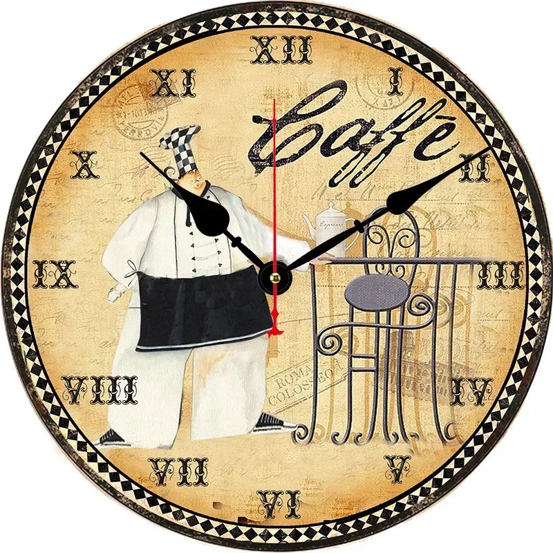 Horloge Mural Vintage Chef Boulanger Cuisine Design