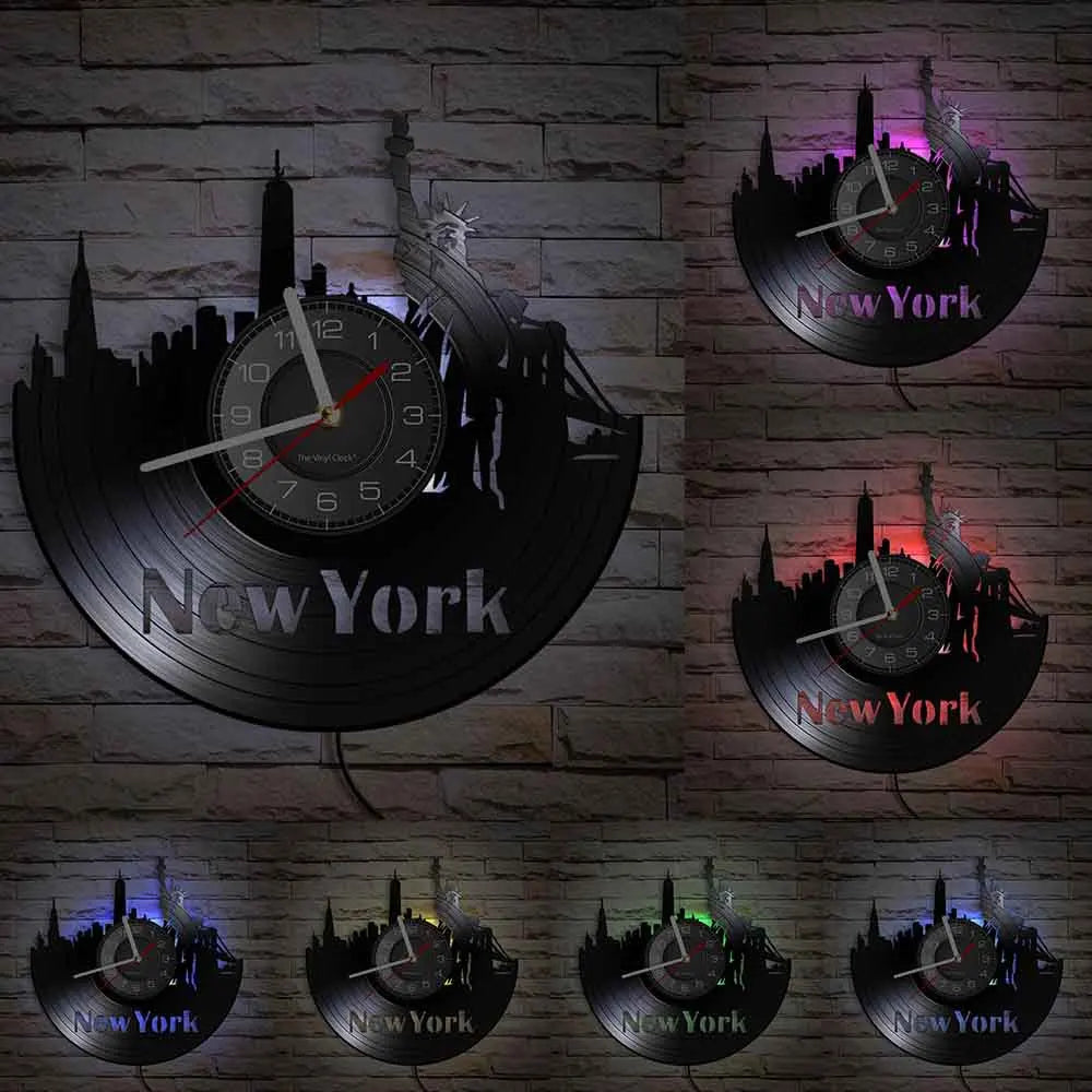 Horloge Mural Brooklyn Bridge New York Vintage Vinyle Déco