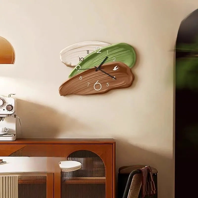 Horloge Murale Verte Abstraite Rétro Décoration Salon Créative