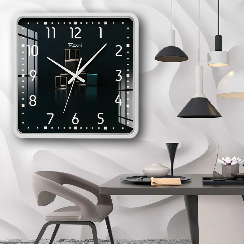 Horloge Murale Carrée Moderne Silencieuse Digitale Calendrier Quartz