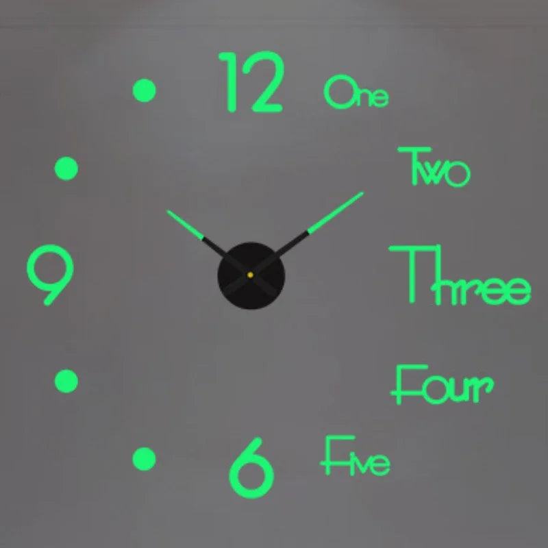 Horloge Mural Grande 3D DIY Miroir Moderne