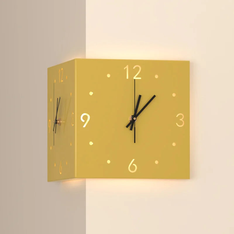 Horloge Mural Double Face Angle Minimaliste Décoration Silencieuse.