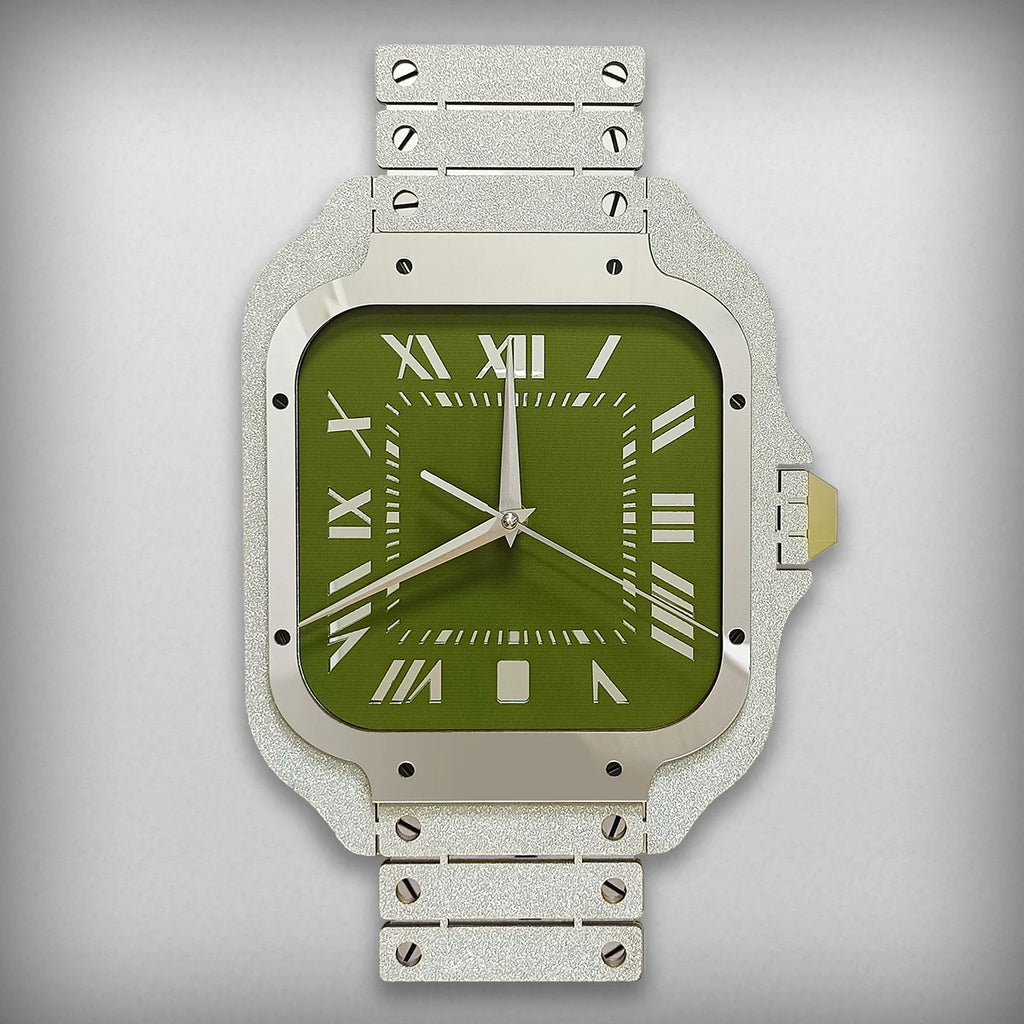 Horloge Mural Luxe Verte Fait Main Style Montre