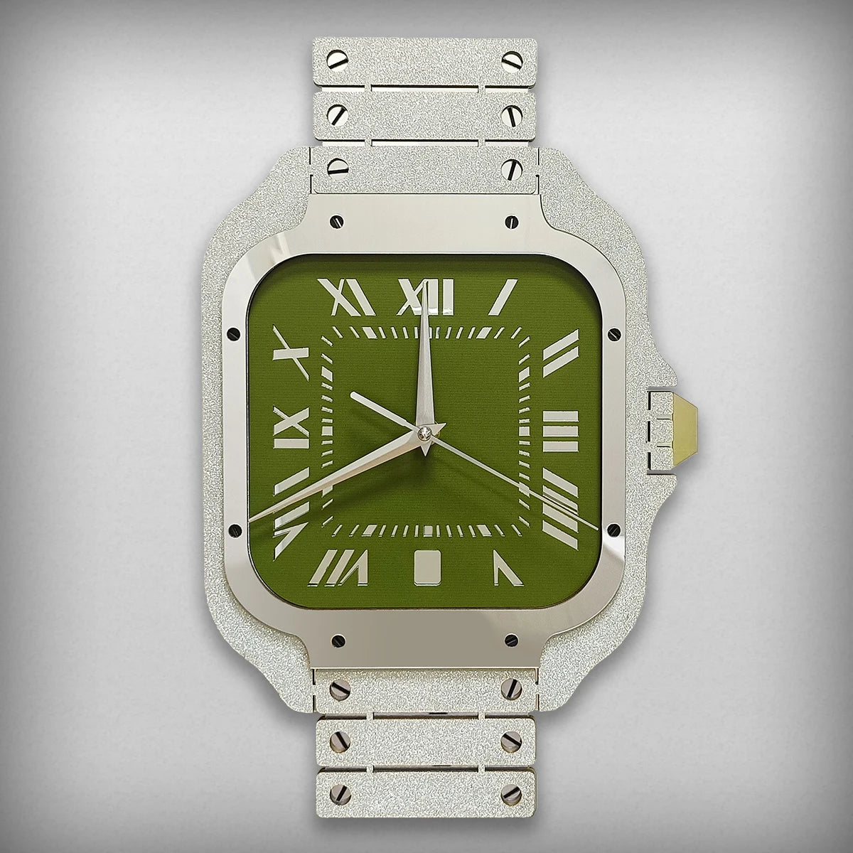 Horloge Mural Luxe Verte Fait Main Style Montre