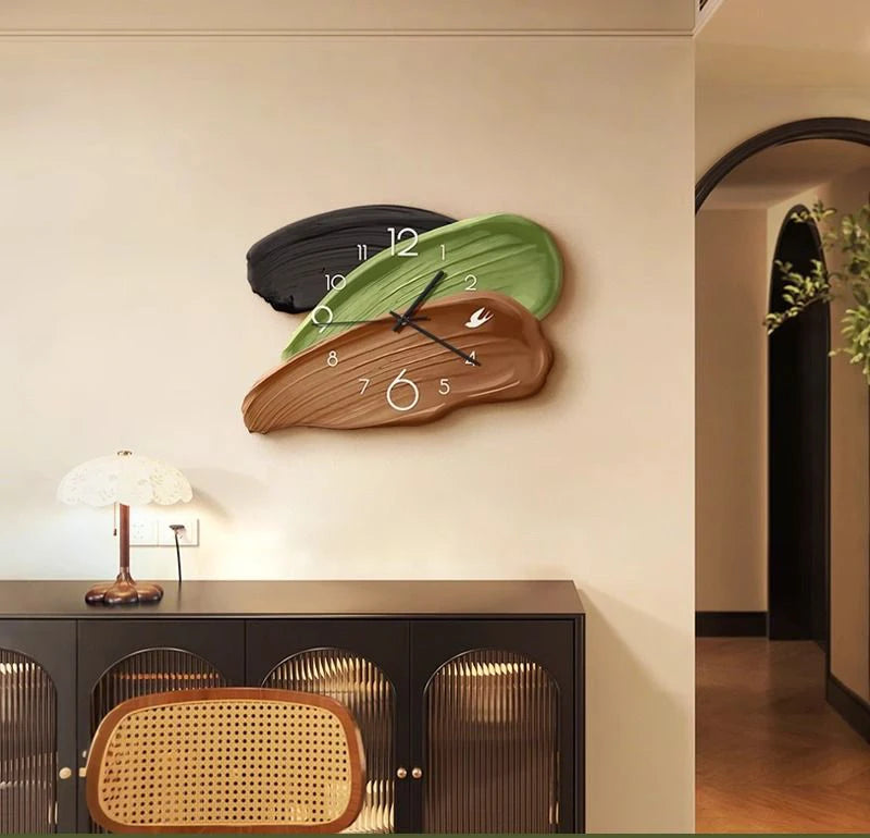 Horloge Murale Rétro Ancien Abstraite Verte Salon Déco Image