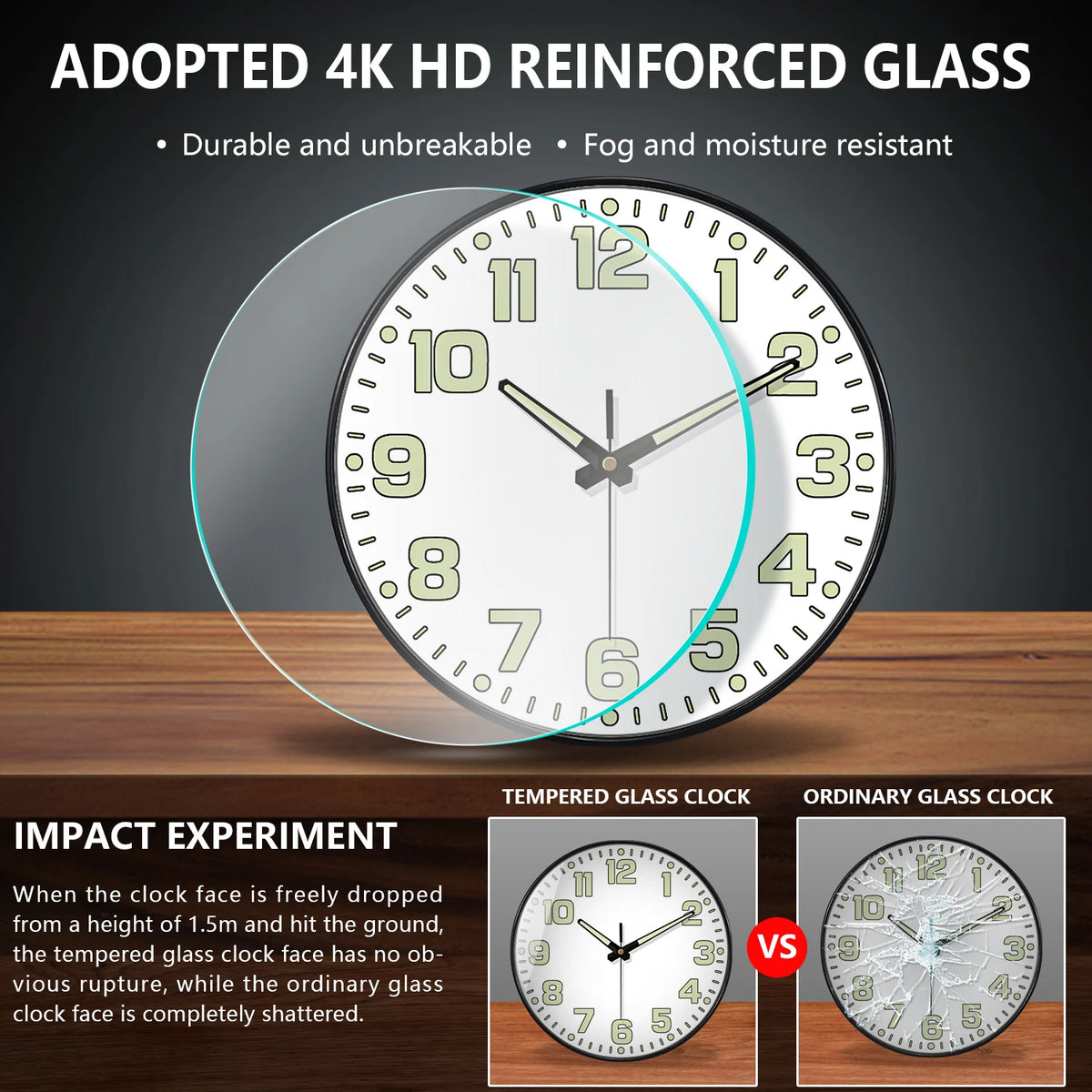 Horloge Mural Lumineuse Grande Quartz Décoration Nuit