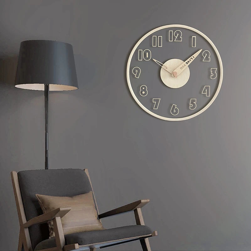 Horloge Mural Verre Transparent Bois Scandinave Luxe