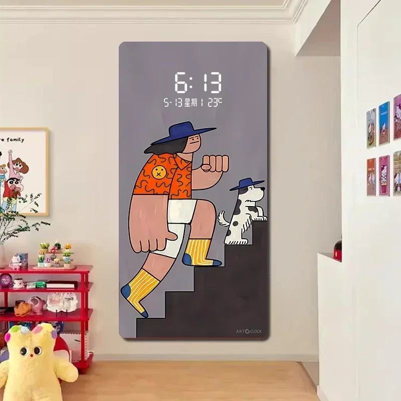 Horloge Mural Cartoon Luxe Géante Digitale Salon Chambre