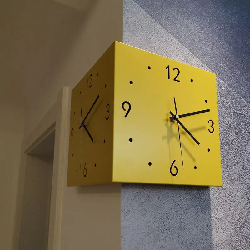 Horloge Mural d'Angle Double Face Capteur Lumière