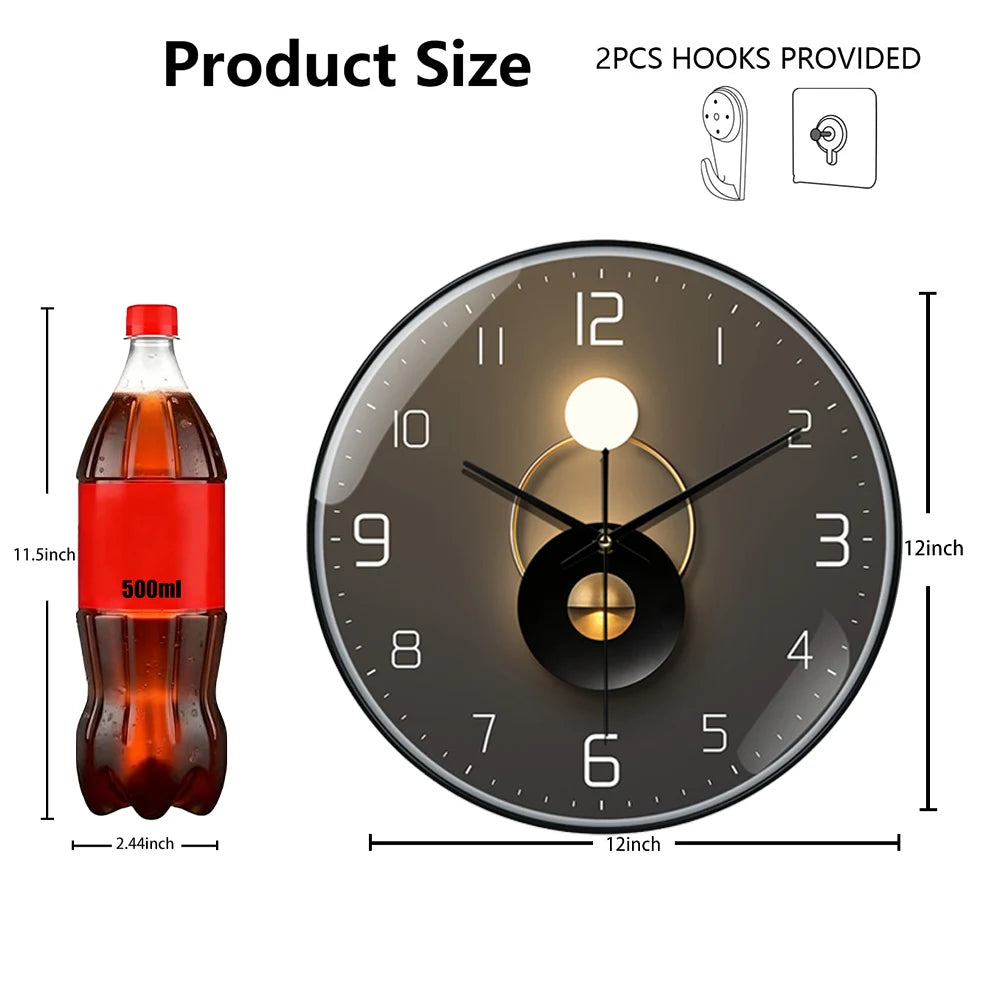 Horloge Mural Ronde Lumineuse Design Artistique Silencieuse