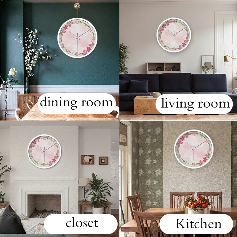 Horloge Murale Cartoon Rose Silencieuse Pour Enfants