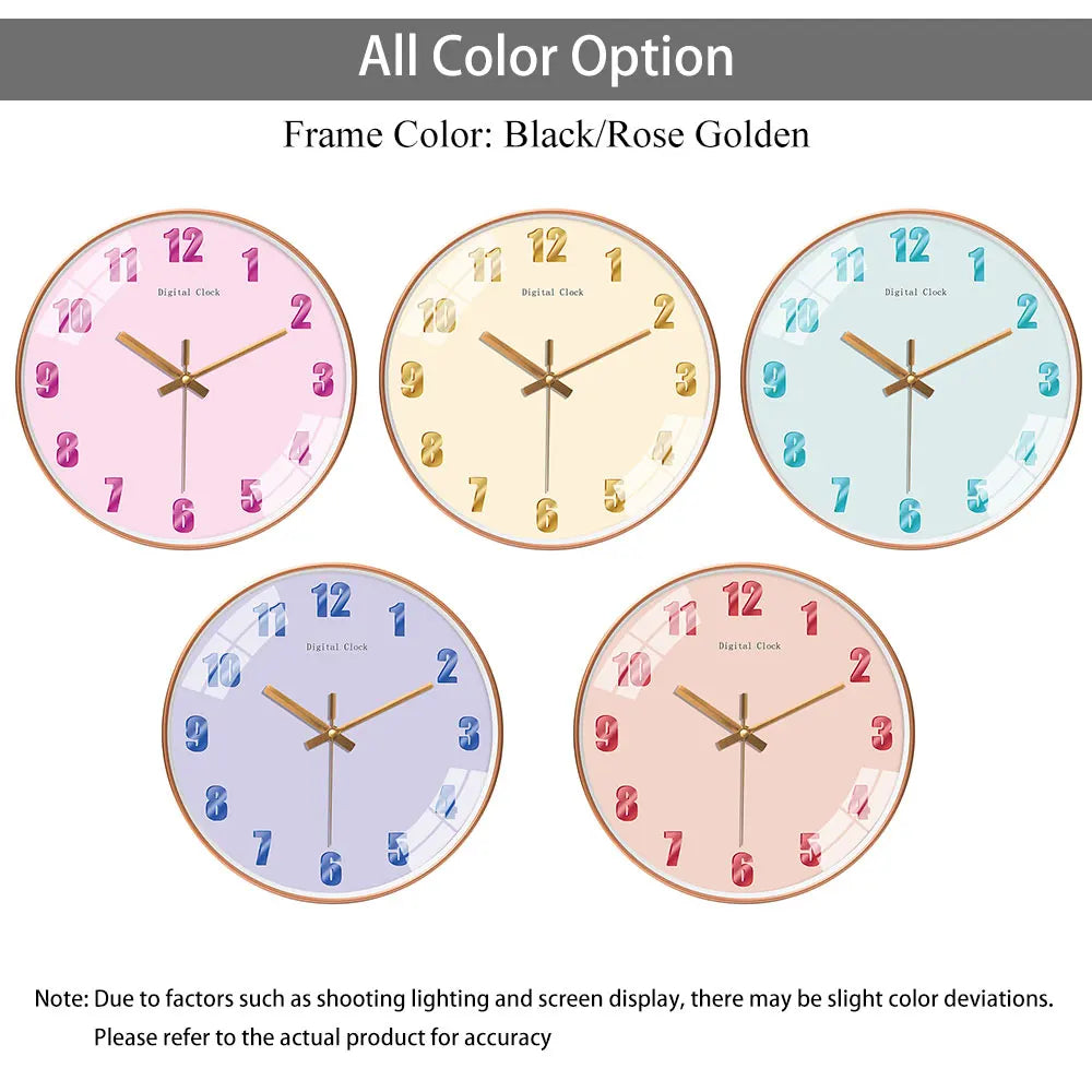 Horloge Mural Colorée Chaleureuse Grand Cadran Silencieux