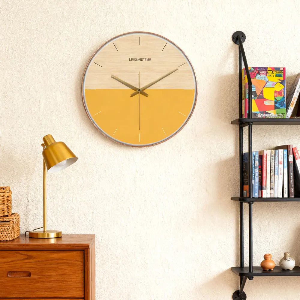 Horloge Murale Double Couleur Silencieuse Quartz Décoration Moderne