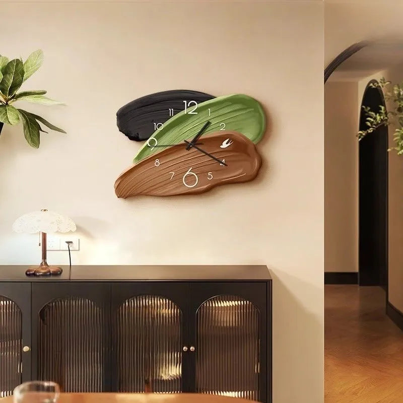 Horloge Murale Verte Abstraite Rétro Décoration Salon Créative