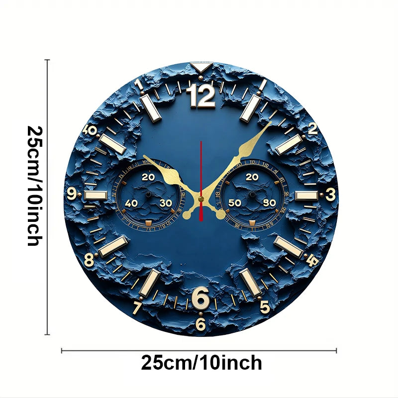 Horloge Mural Bois Ronde Silencieuse Phases Lune Bleue