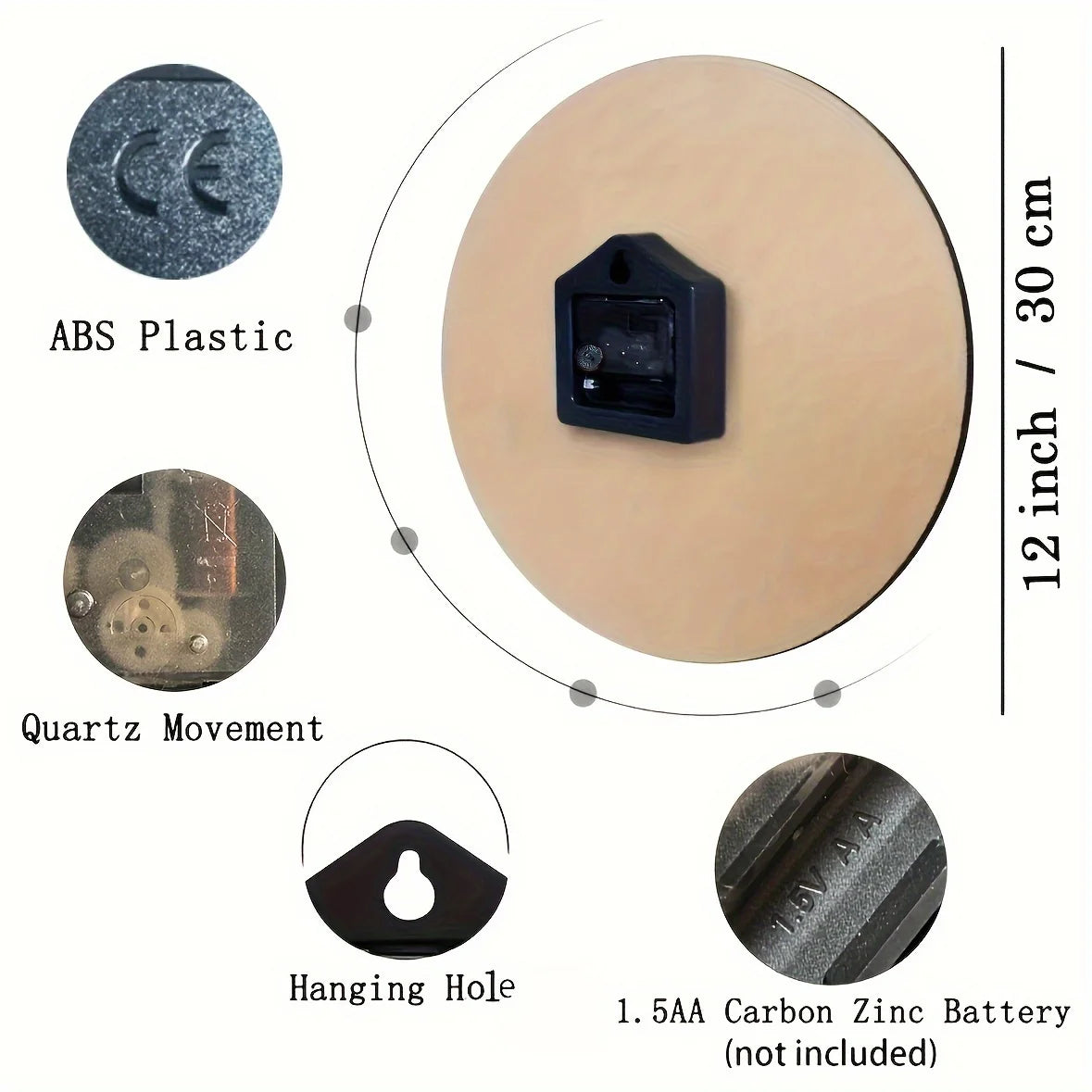 Horloge Mural Bois Turquoise Silencieuse Vintage Craquelée