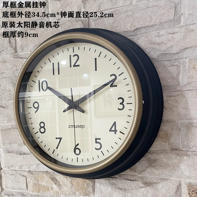 Horloge Mural Vintage Métal Vert Olive Silencieuse Décorative