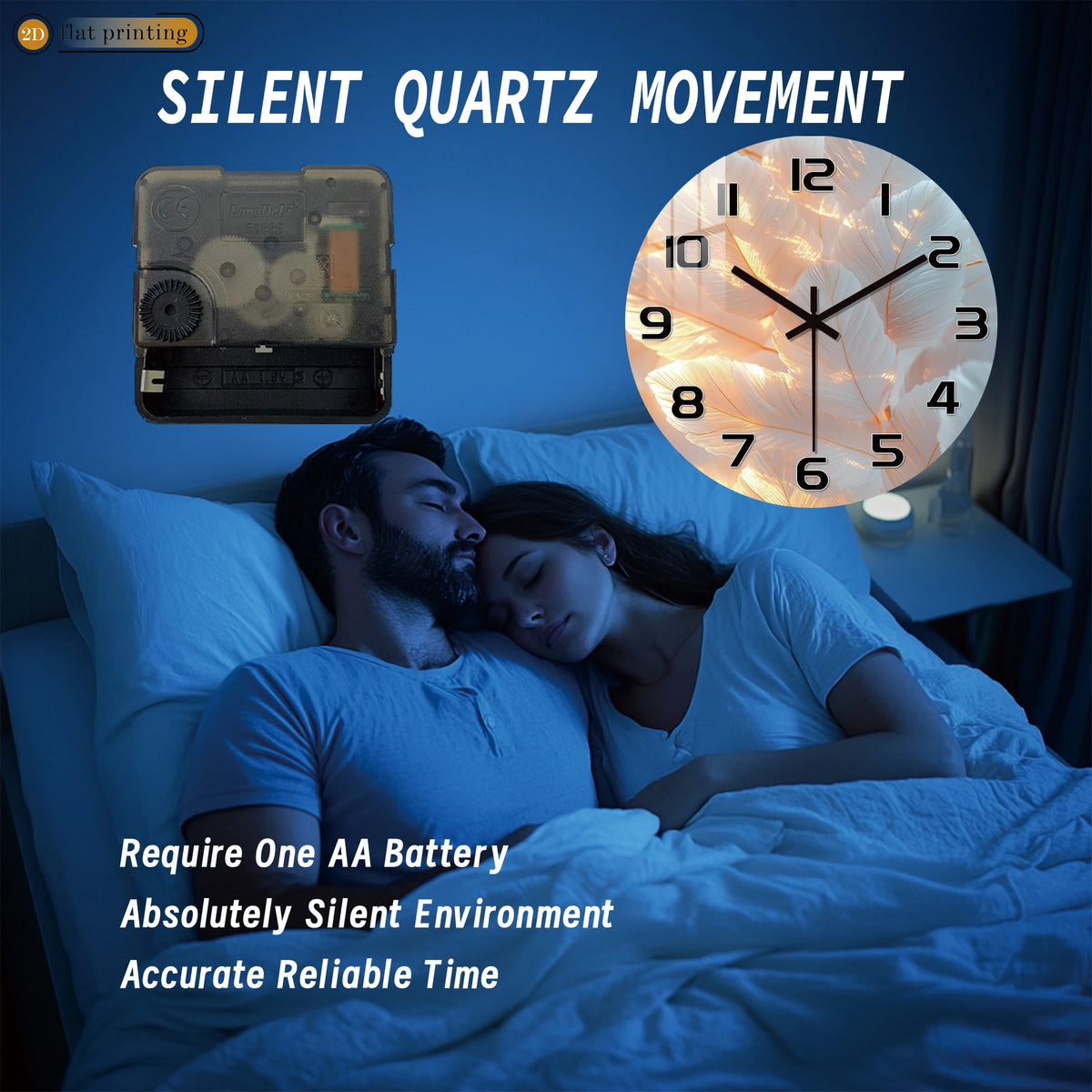 Horloge Mural Plumes Blanches Délicates Design Flou Sérène