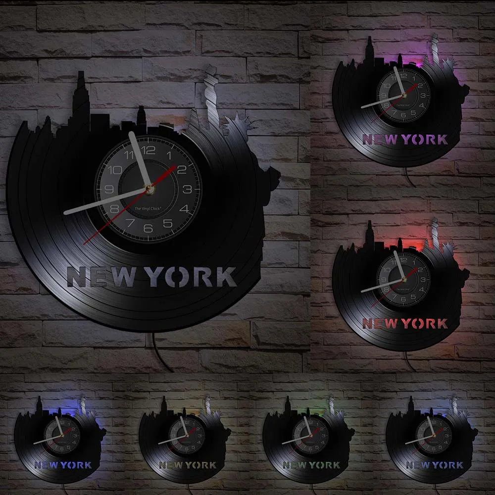 Horloge Murale Vintage New York Brooklyn Bridge Vinyle