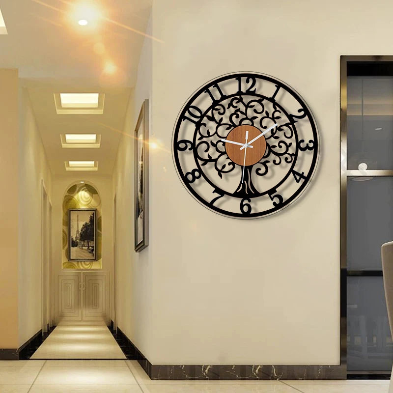 Horloge Mural Ronde Rétro Européenne Silencieuse Décorative