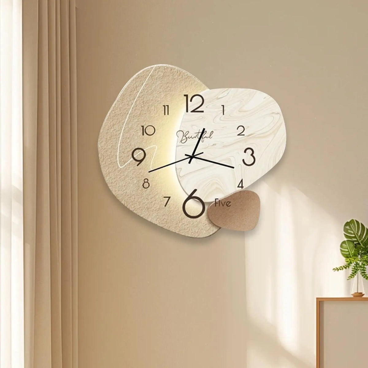 Horloge Mural Bois Style Nordique Chiffres Romains Silencieuse