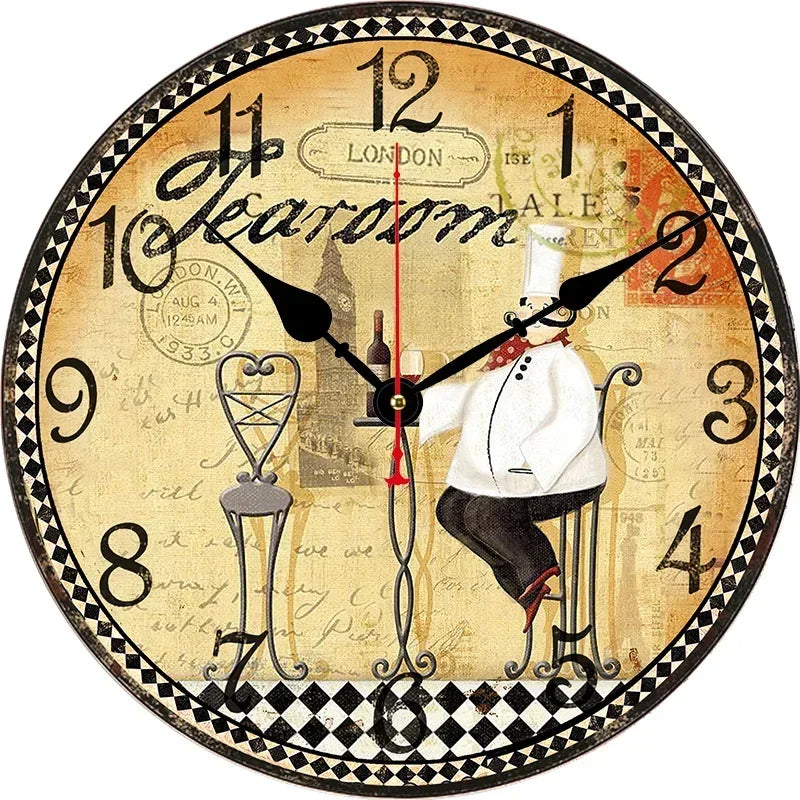 Horloge Murale Vintage Chef Boulanger Cuisine Design Moderne