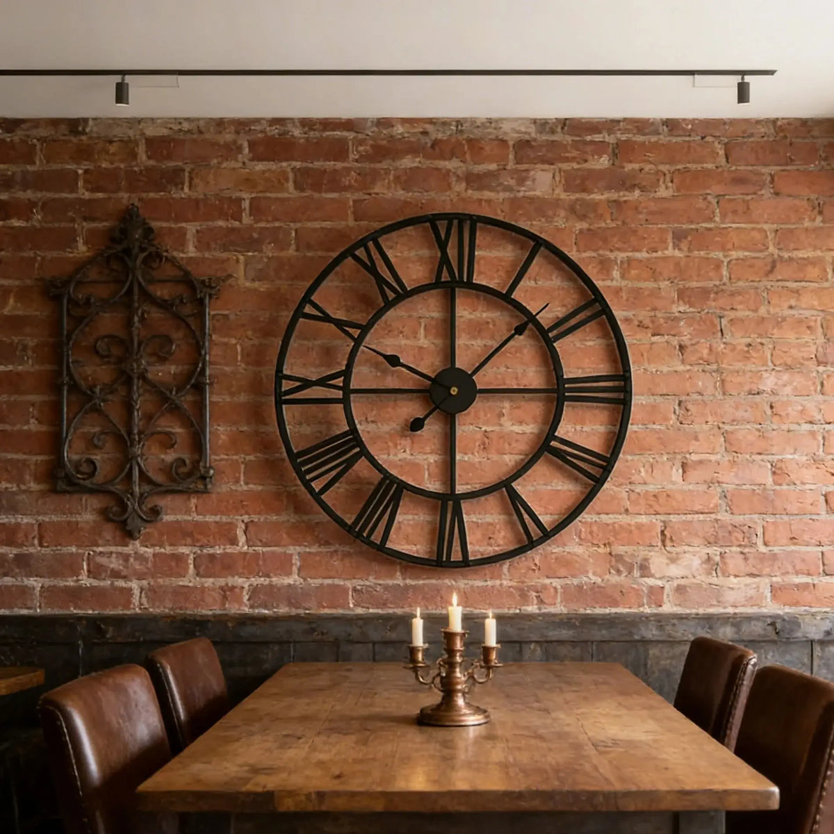 Horloge Mural Grande Silencieuse Industrielle Vintage Chiffres Romains