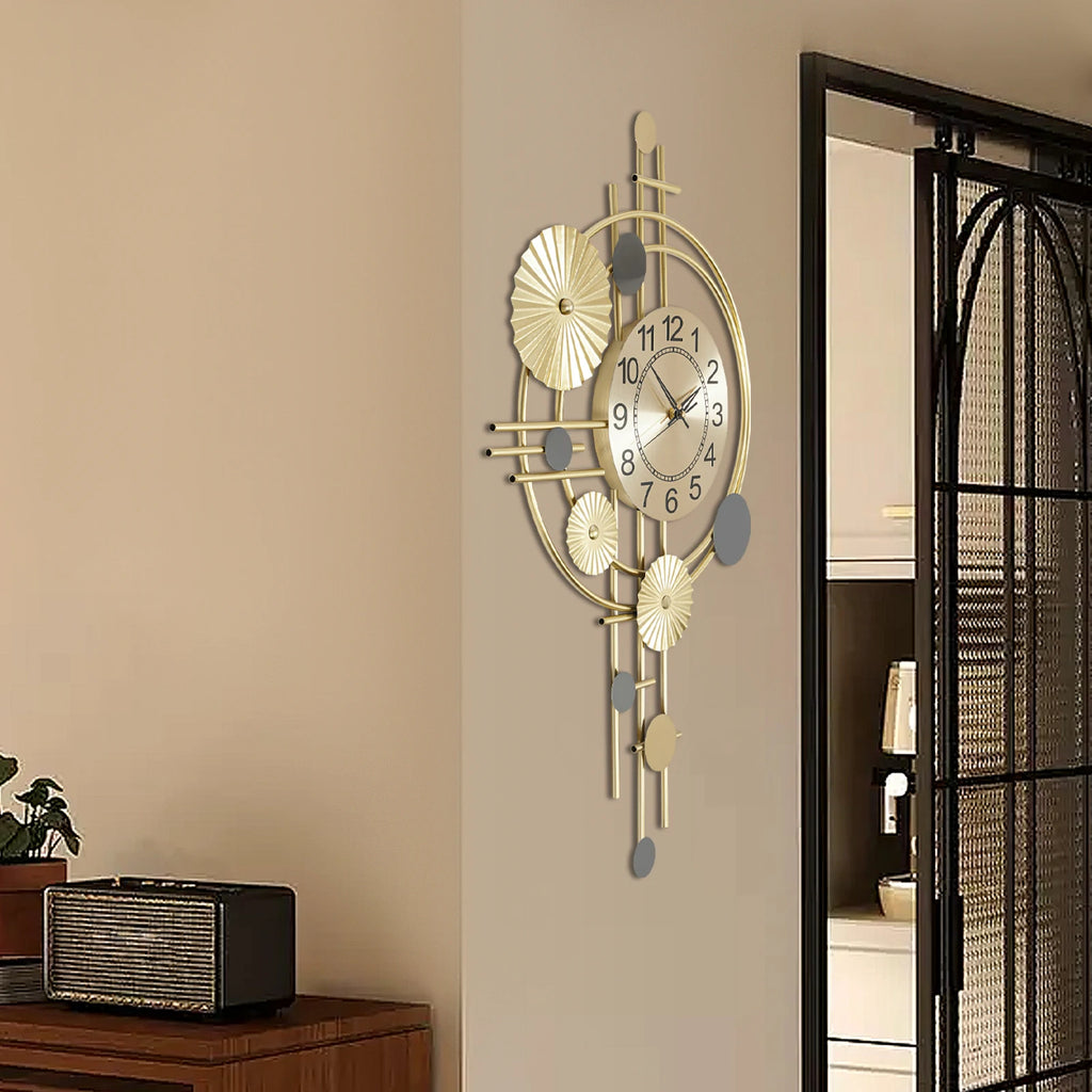 Horloge Murale Design Moderne Dorée Silencieuse Salon