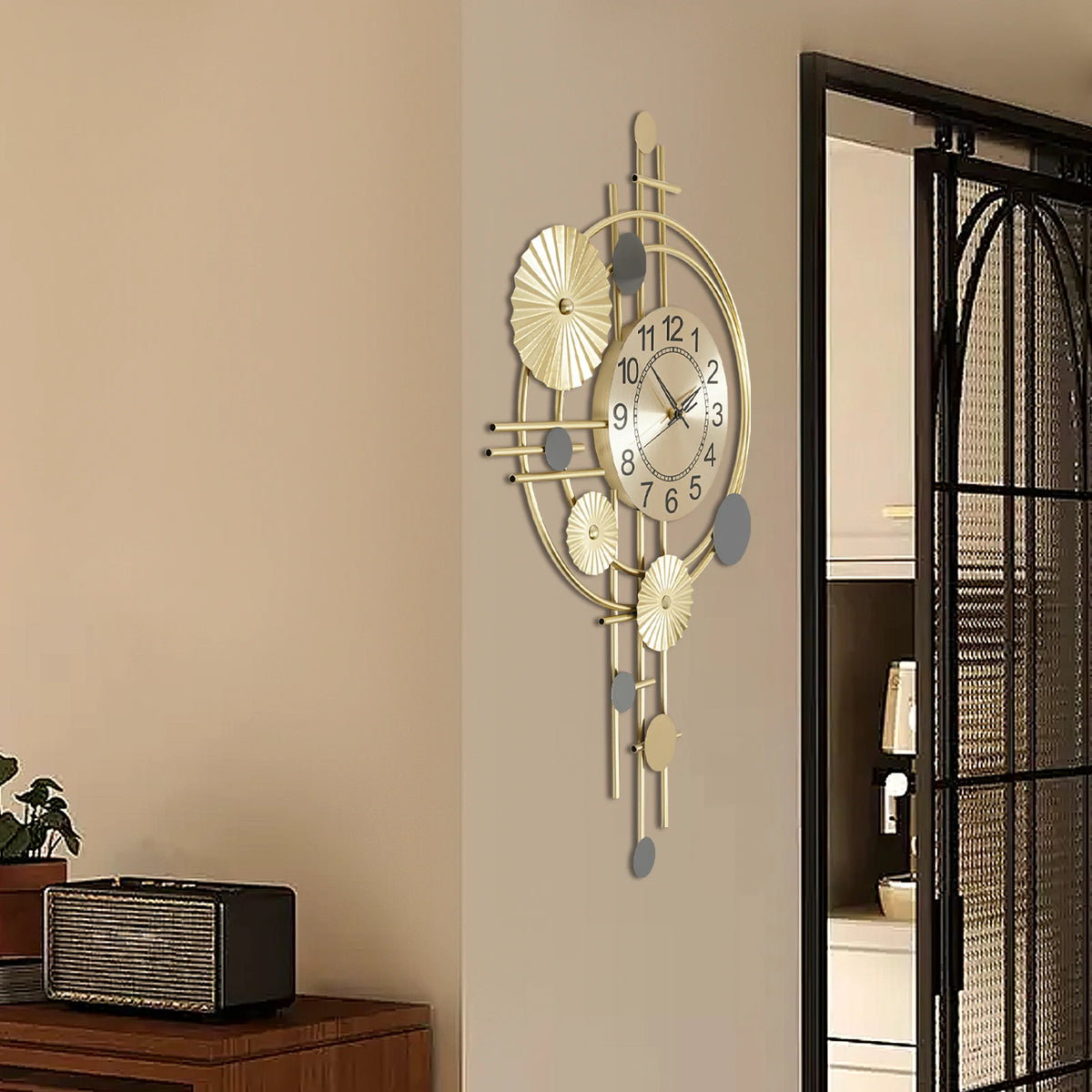 Horloge Murale Design Moderne Dorée Silencieuse Salon