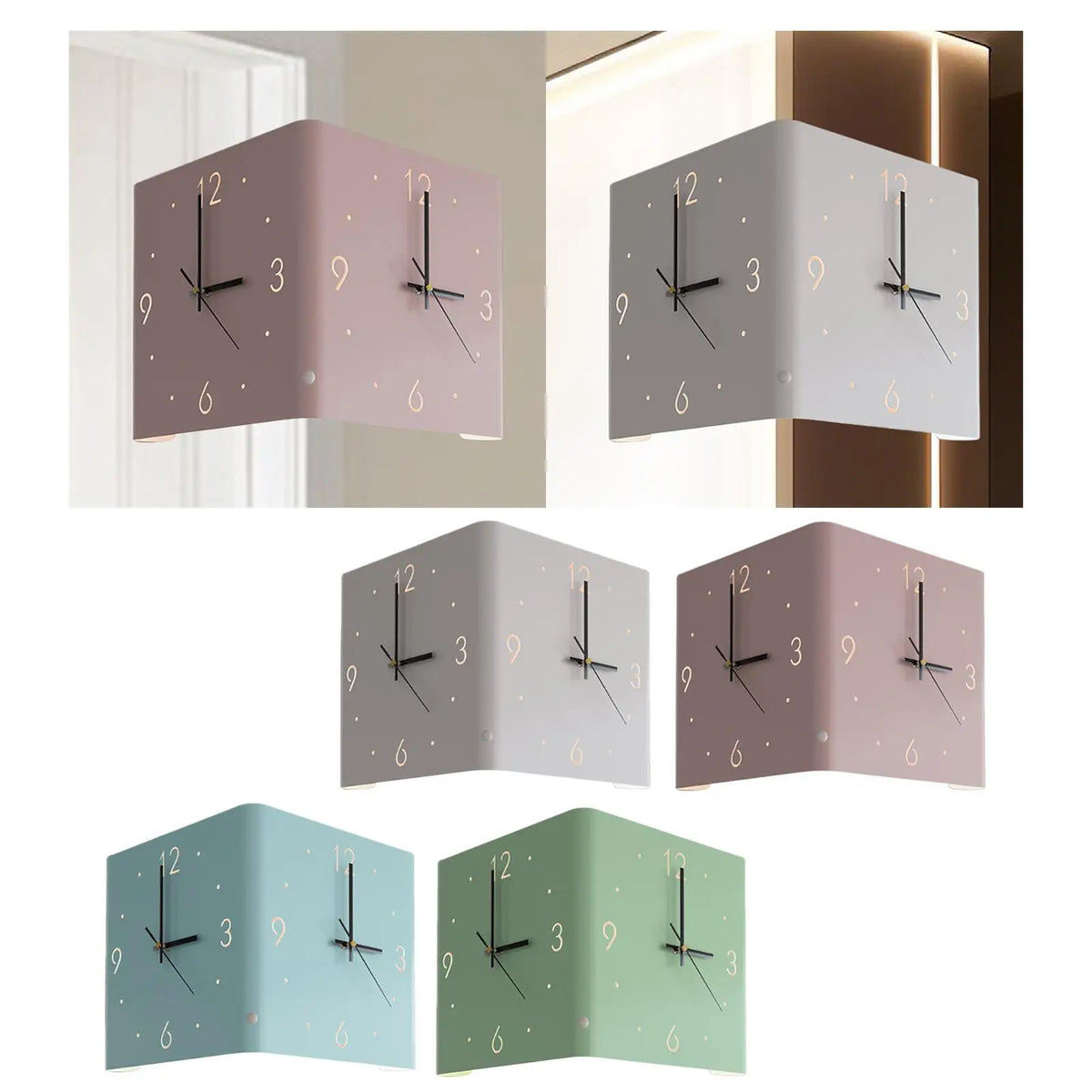 Horloge Mural Coin Double Face Silencieuse Décorative Lisible