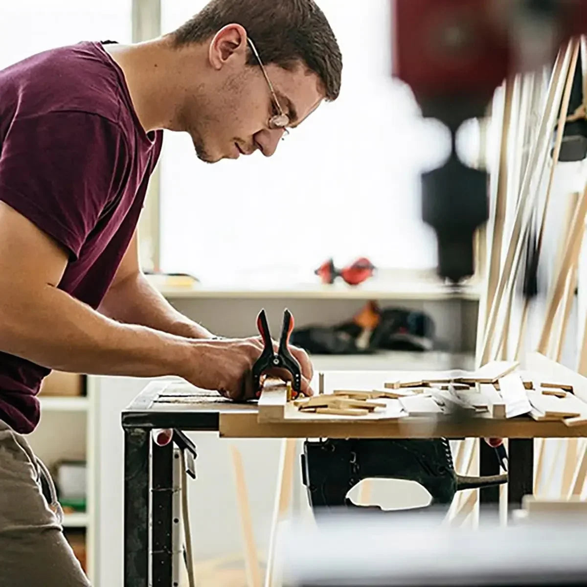 Horloge Mural Grande Abstraite Industrielle Bois Quartz