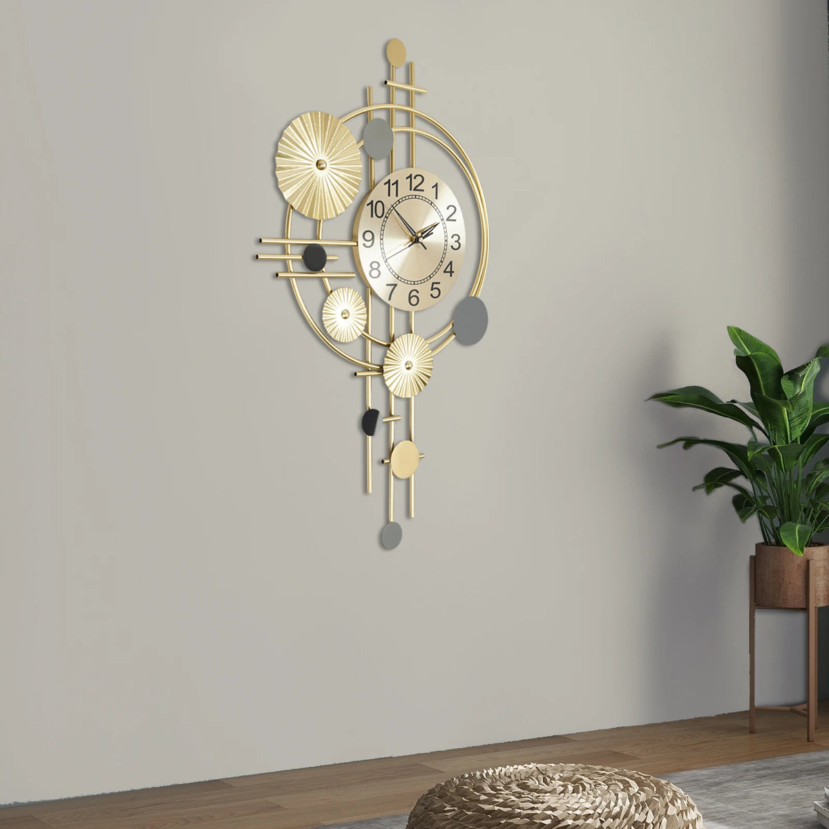 Horloge Murale Design Moderne Dorée Silencieuse Salon