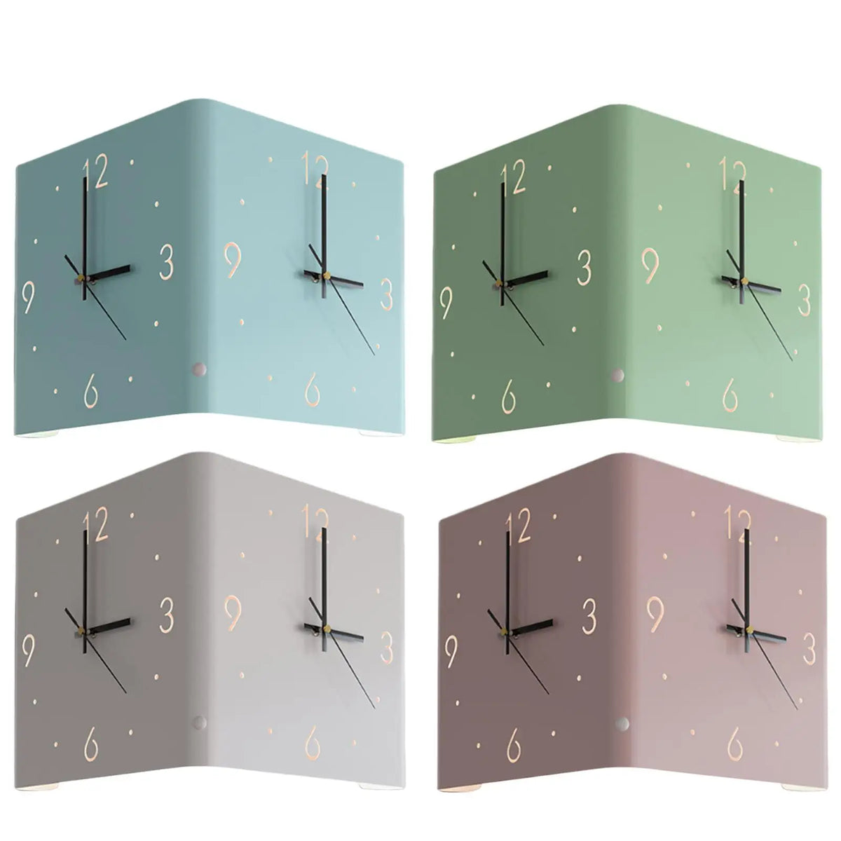 Horloge Mural d'Angle Double Face Silencieuse Décorative