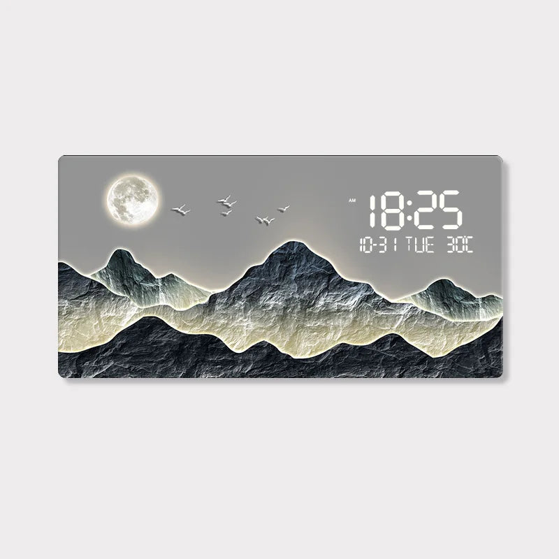 Horloge Mural Luxe Grande Paysage Montagnes Rivières