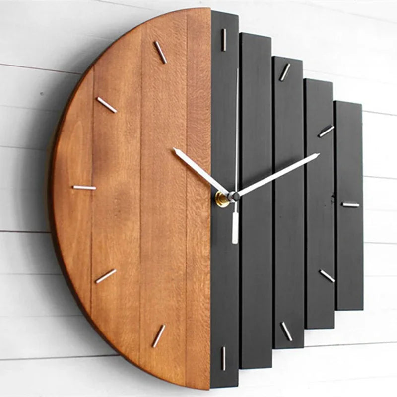 Horloge Mural Bois Grande Style Industriel Irrégulier