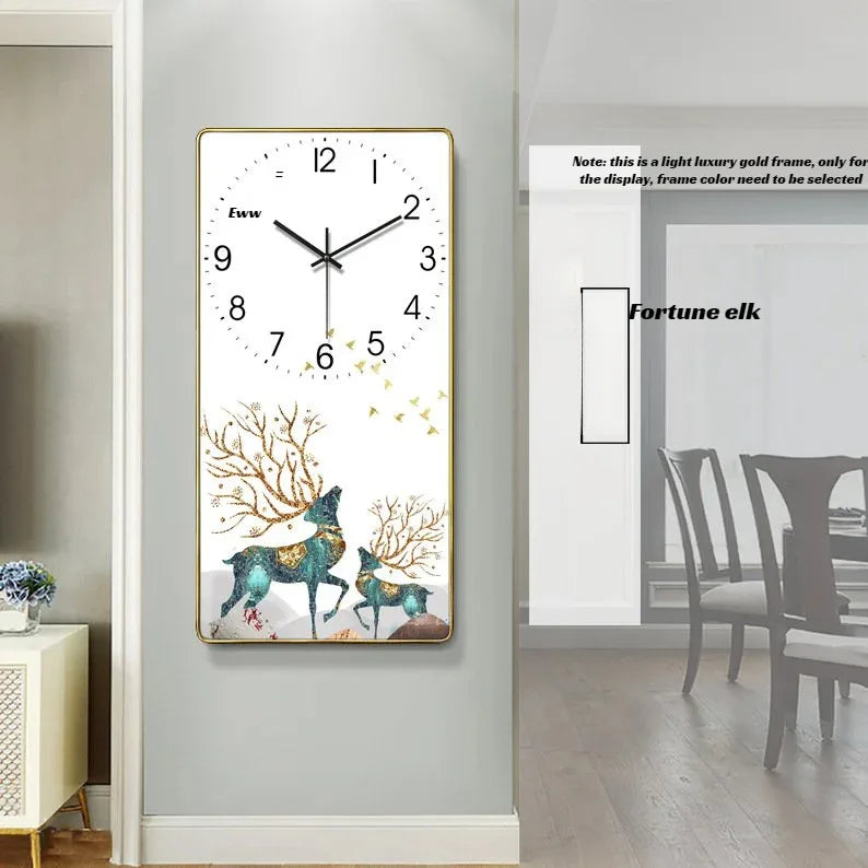 Horloge Mural Rectangulaire Porcelaine Cristal Calendrier Salon Rouge