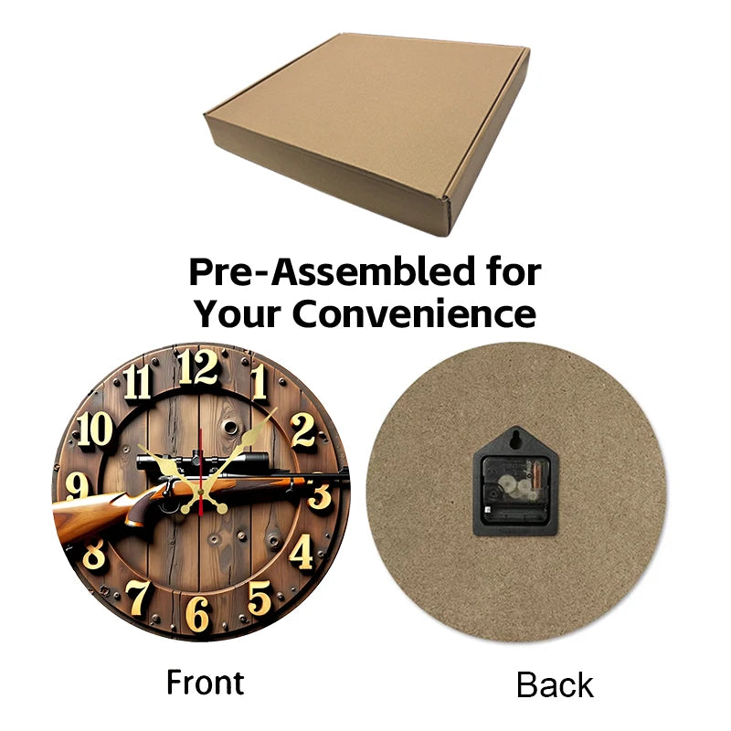 Horloge Mural Winchester Bois Ronde Silencieuse Décoration
