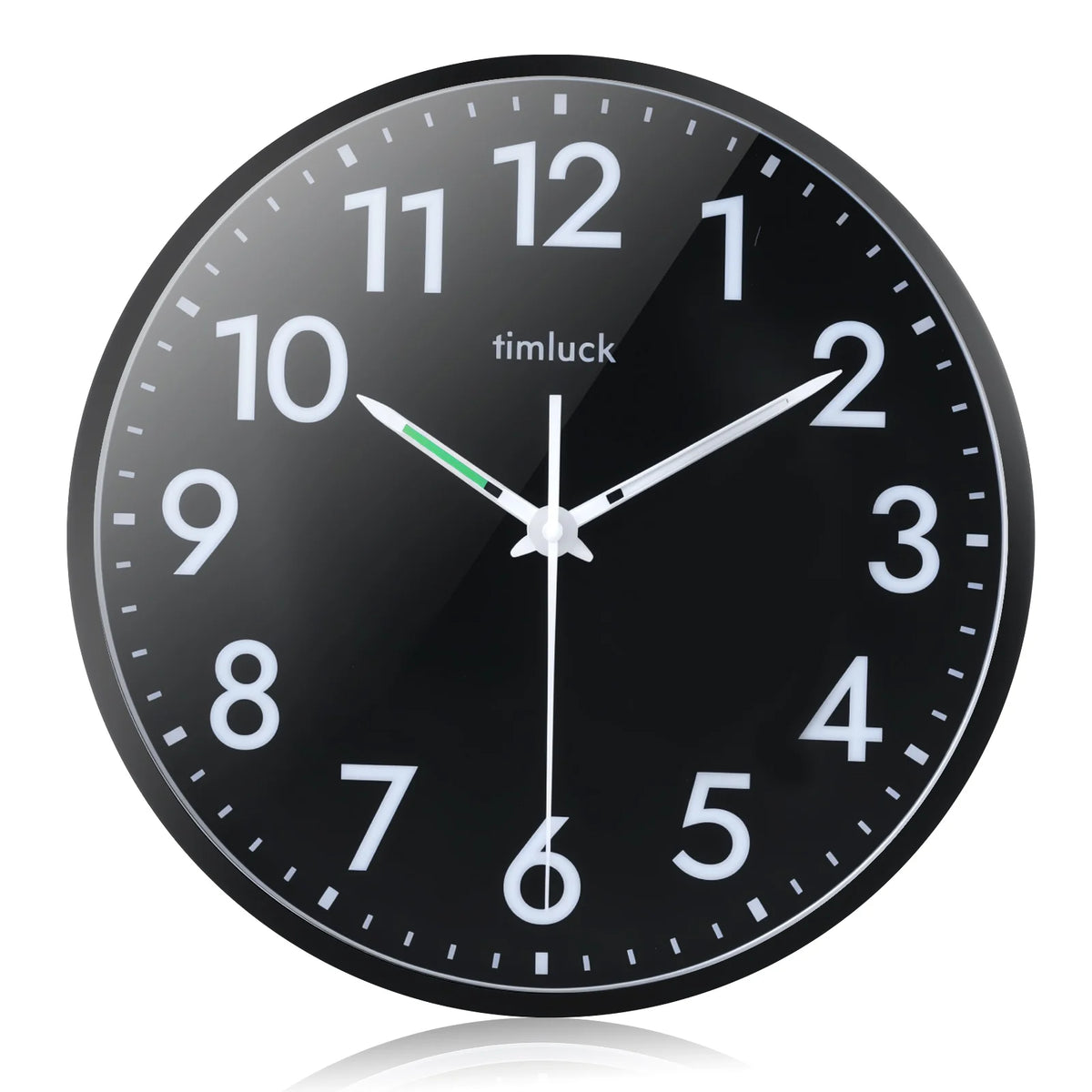 Silent Non-ticking LED Wall Clock with Light Sensor, Auto-Illuminated Numbers & Hands, Adjustable Brightness, Non-Fluorescent