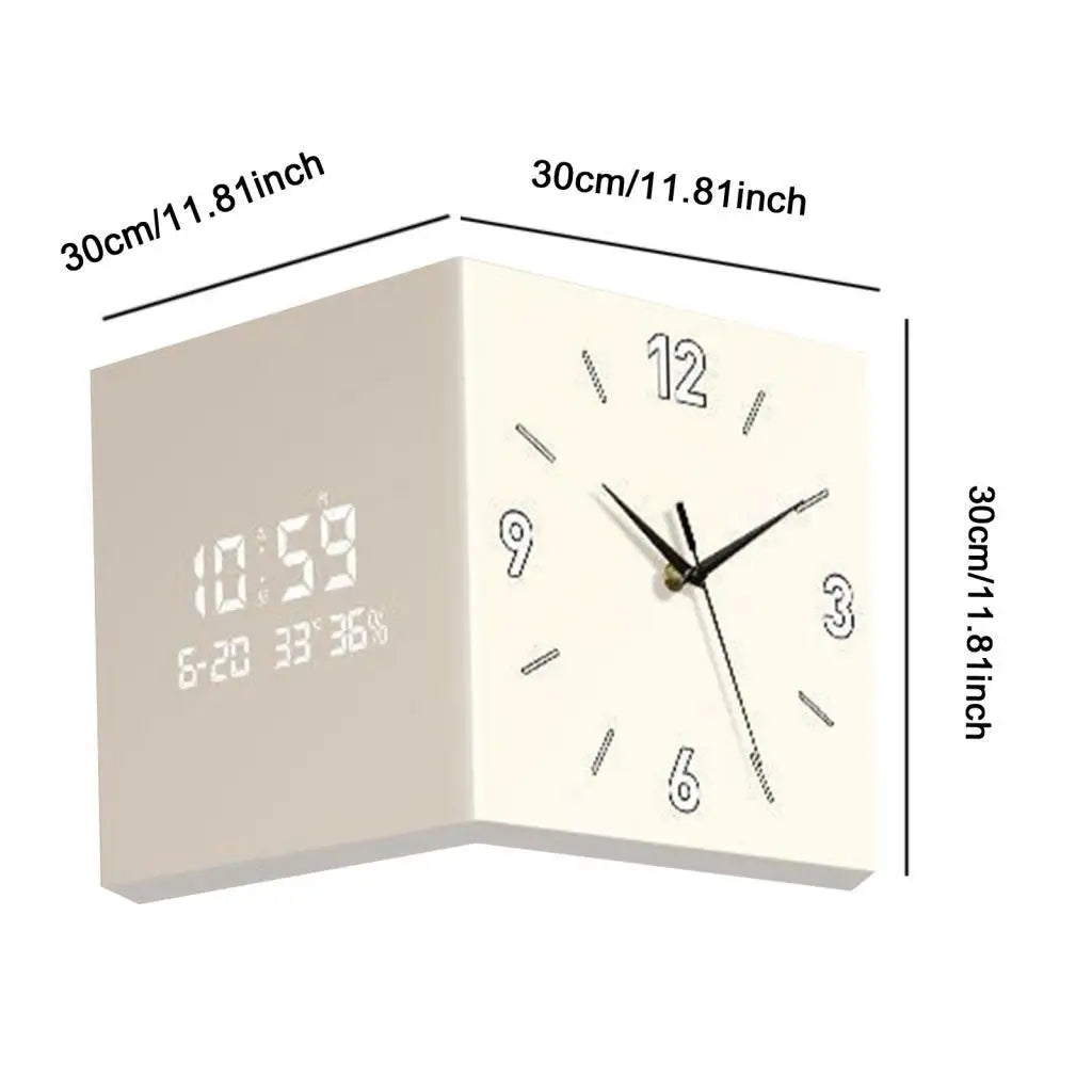 Horloge Mural Design Double Face Silencieuse Coin Carré