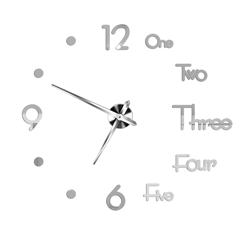 Horloge Mural XXL DIY Acrylique Miroir Doré Salon