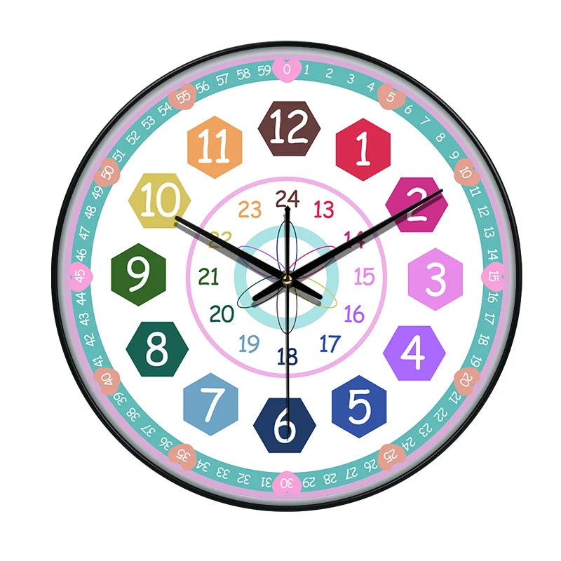 Horloge Mural Éducative Enfant Cartoon Colorée Ludique